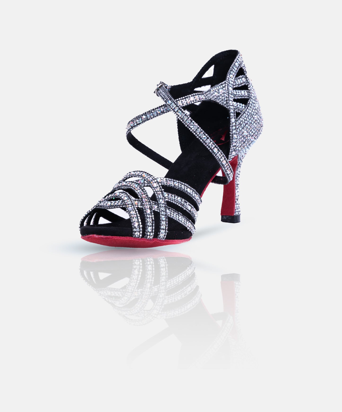 Chaussures de Danse Latine Femme - Modèle DIAMANT NOIR - Noire avec Strass