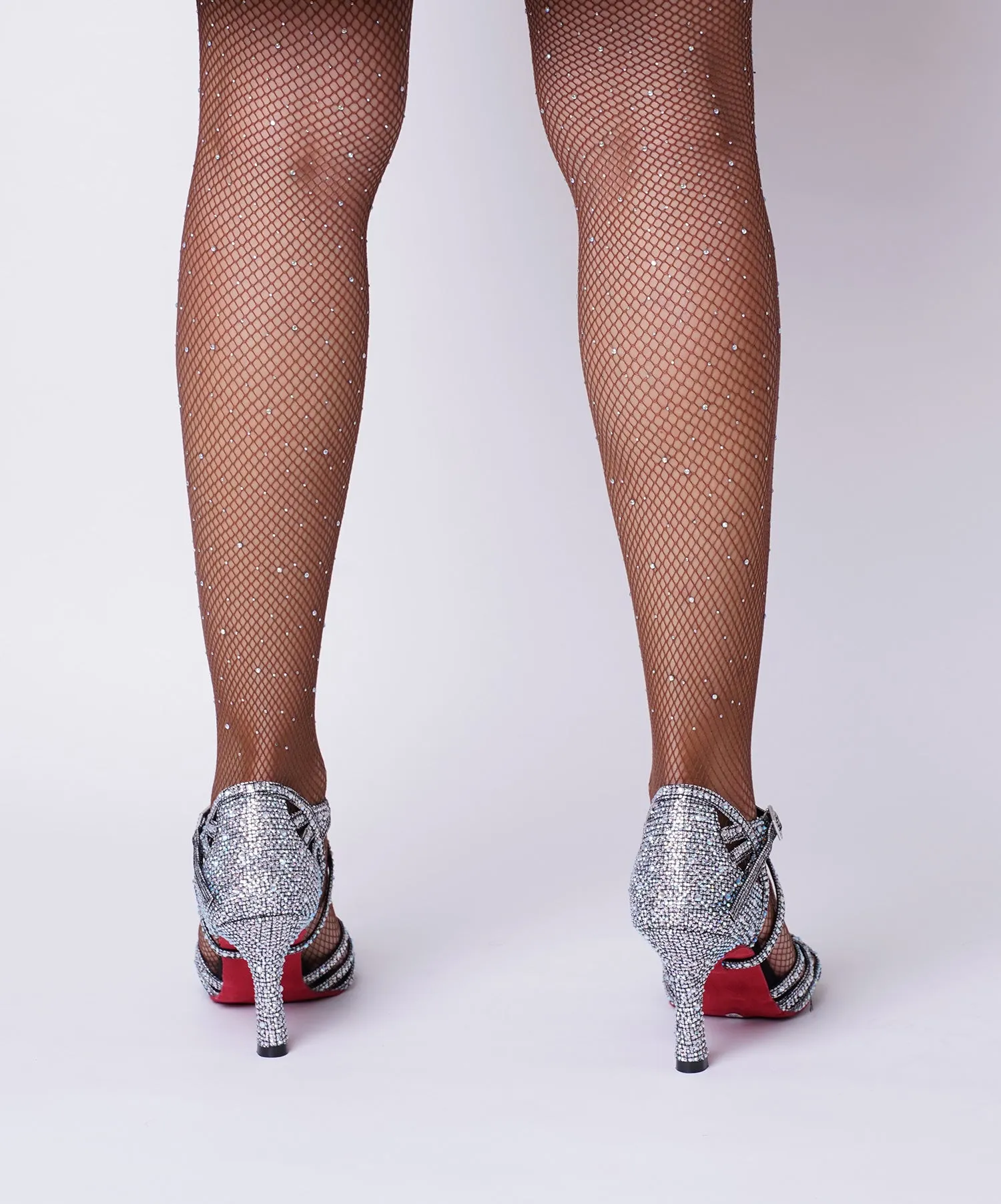 Accessoires Danse de Salon Latine - Collant - Bas Résille Beige avec Strass – vue 4