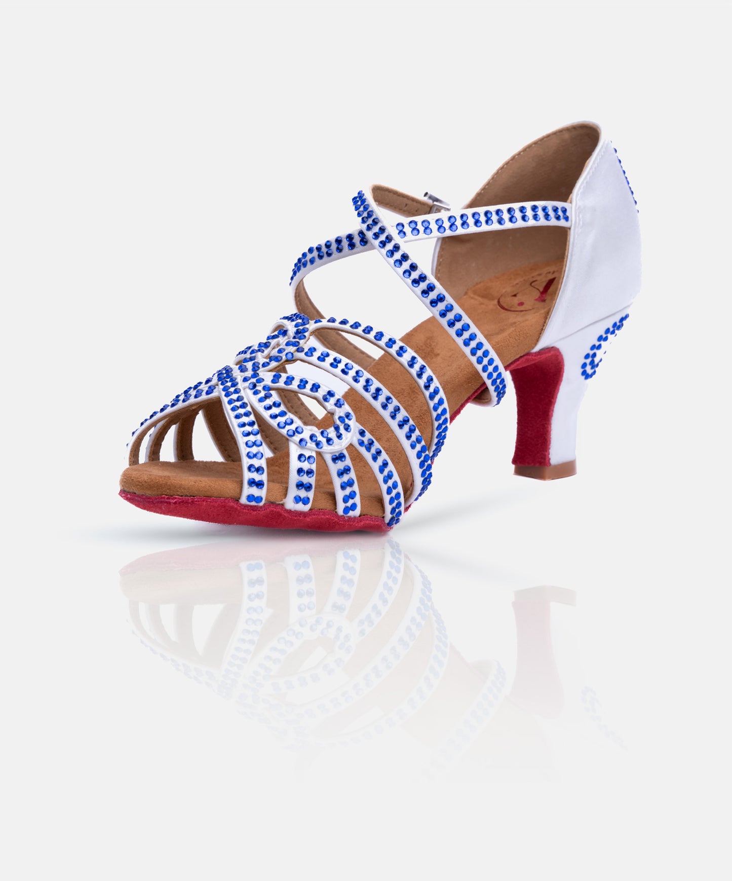 Chaussures de Danse de Salon Femme - Modèle TOPAZE - Bleu Argentée avec Strass